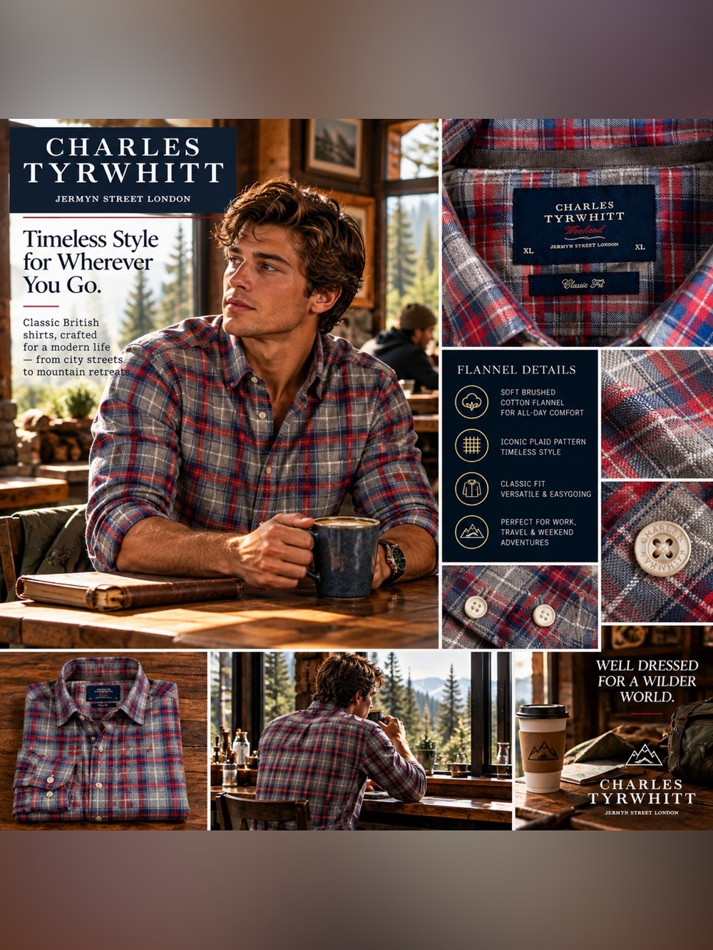 Charles Tyrwhitt Classic Fit Plaid Cotton Button Down in Blue & Red XL Like New